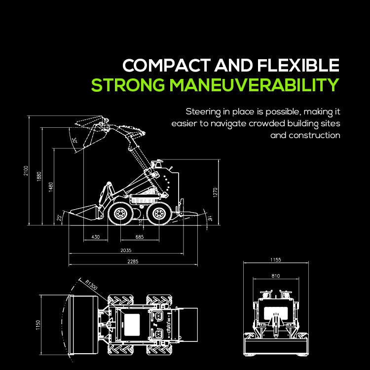 Skid Steer Diesel Loader With Bucket and Different Attachments Rated Pressure of 17 Mpa