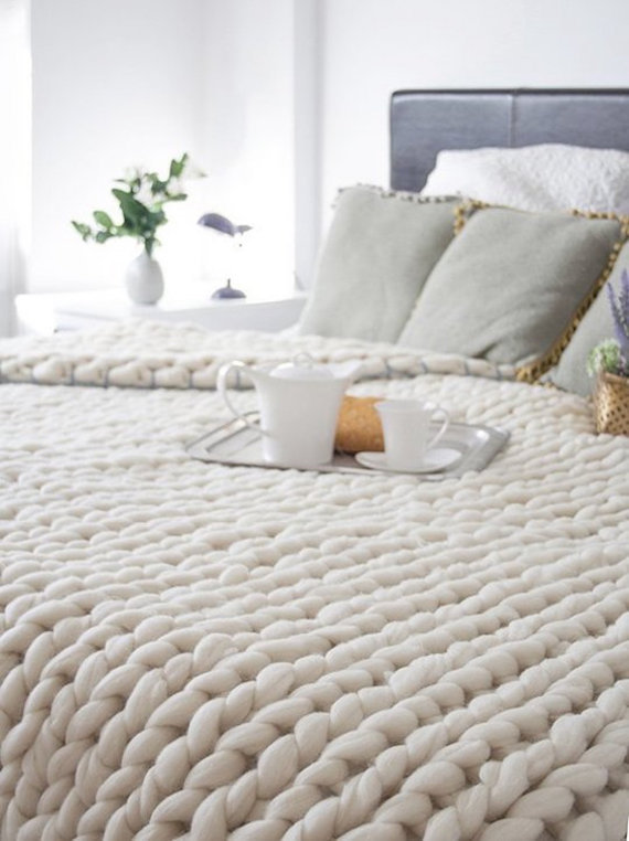 Sustainable Flannel Knitted Blanket in 22 Colors Customizable Handmade Throw Blanket