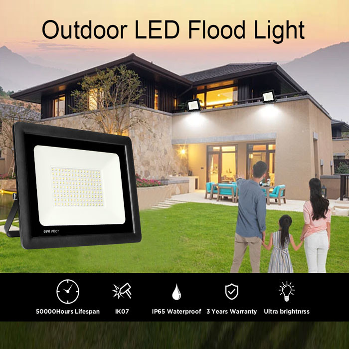Super Bright 100w Outdoor Parking Lot Flood Light 3000k 4000k 5000k 17000lm