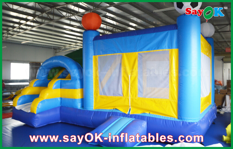 Small 4x3m Inflatable PVC Bounce Castle Slider With Football Decoratiionn
