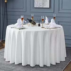 Jacquard Custom Table Covers Round Linen Tablecloths For Indoor