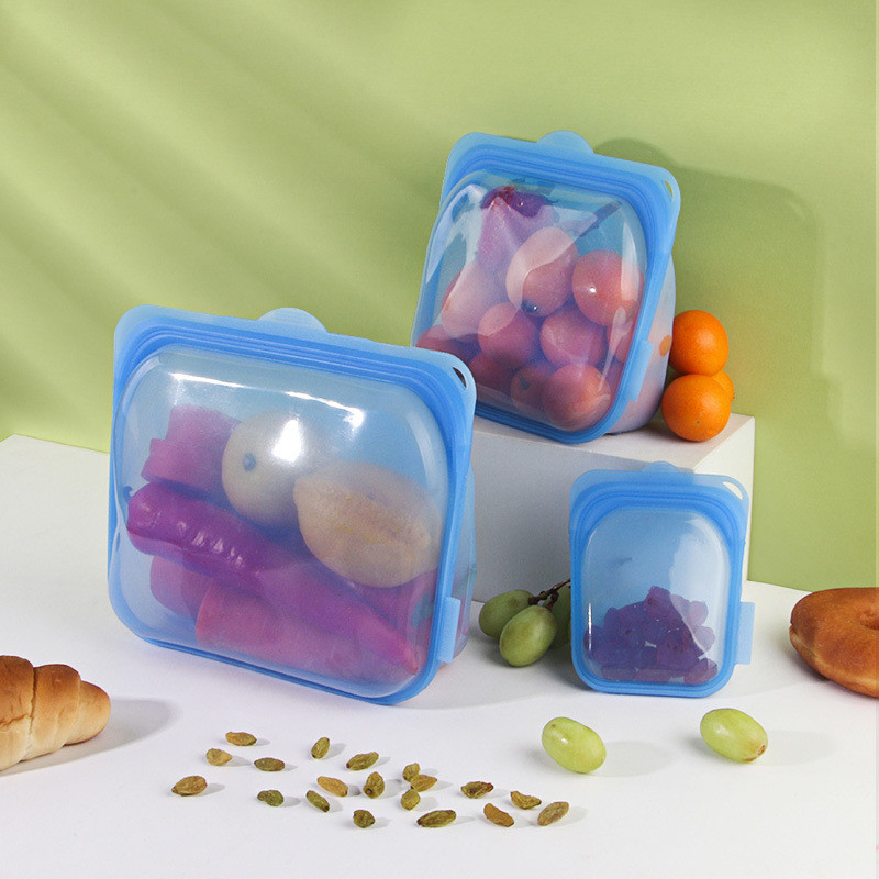 Stand Up Platinum Food Grade Silicone Reusable Storage Bag Leakproof Dishwasher Safe Silicone Lunch Box StorageContainer
