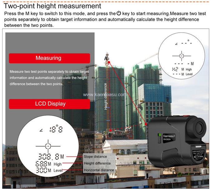 kaemeasu Digital Golf Laser Rangefinder Mini Distance Measuring Hunting Shooting Telescope D450