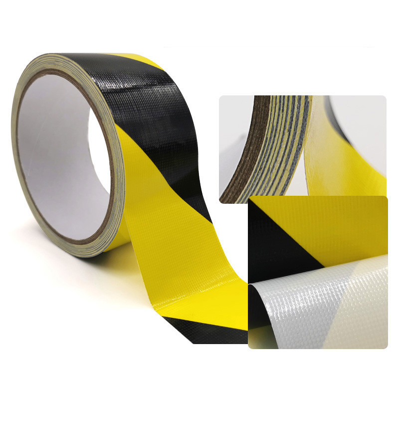 Floor Warning Tape Yellow Black No Residual ESD Cloth Based Tape