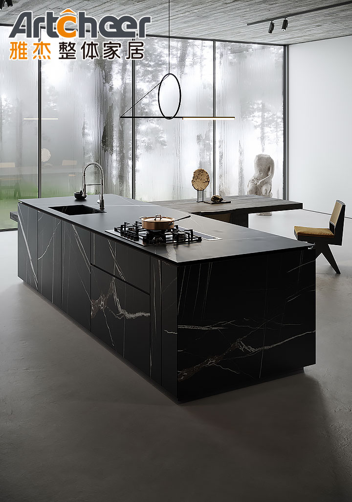 Solid Wood I Shape Kitchen Cabinet Wood Veneer Pantry Cupboards for Your Kitchen
