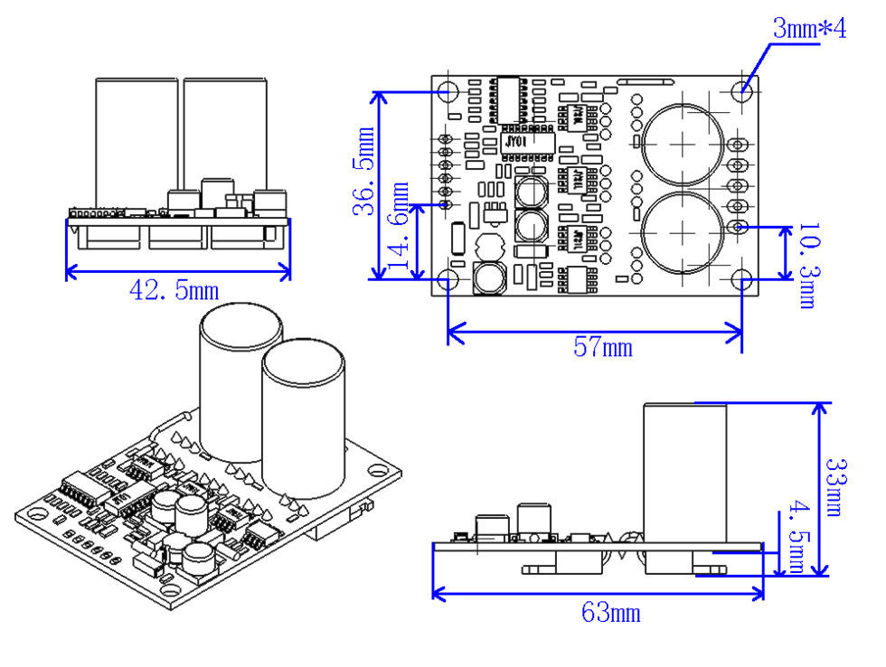 3 Phase Brushless Motor Driver Speed Controller Duty Cycle 0-100% Rotating Direction Control