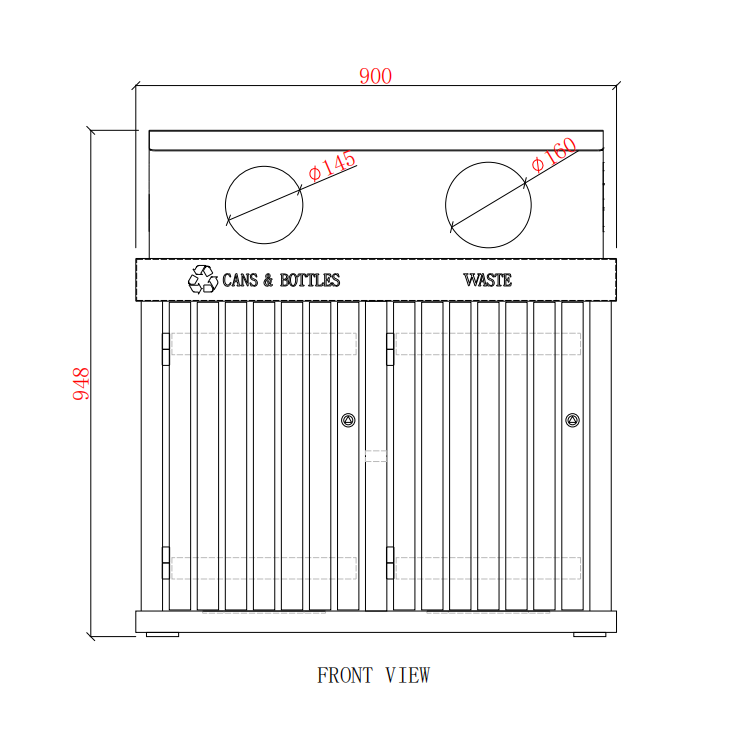 Sustainable Mild Steel 120 Liter Garbage Can With Inner Bucket OEM ODM