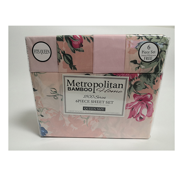 100% Polyester Print Microfiber Fabric Bedding Sheet Set for Queen and King Size 6PCS