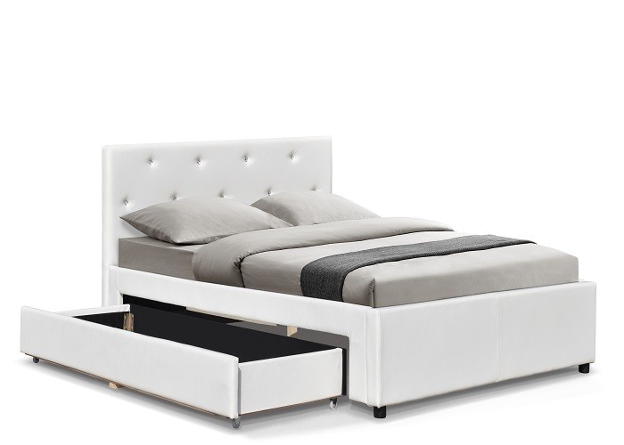 Sunny Modern Faux Leather Storage Bed Double Size With Drawers OEM