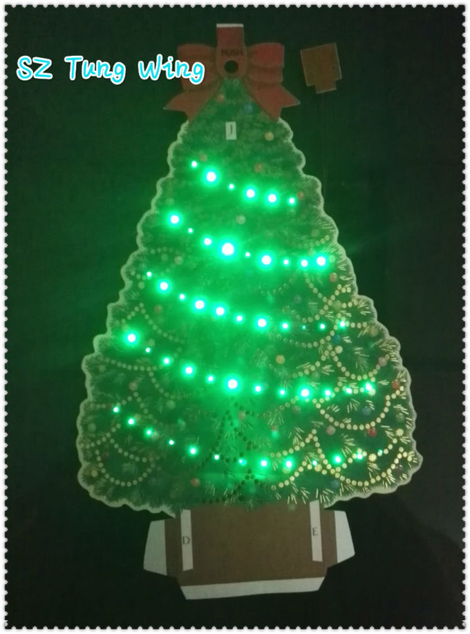 Christmas Tree Shaped Flashing LED Module , Recordable Voice Module For Greeting Cards