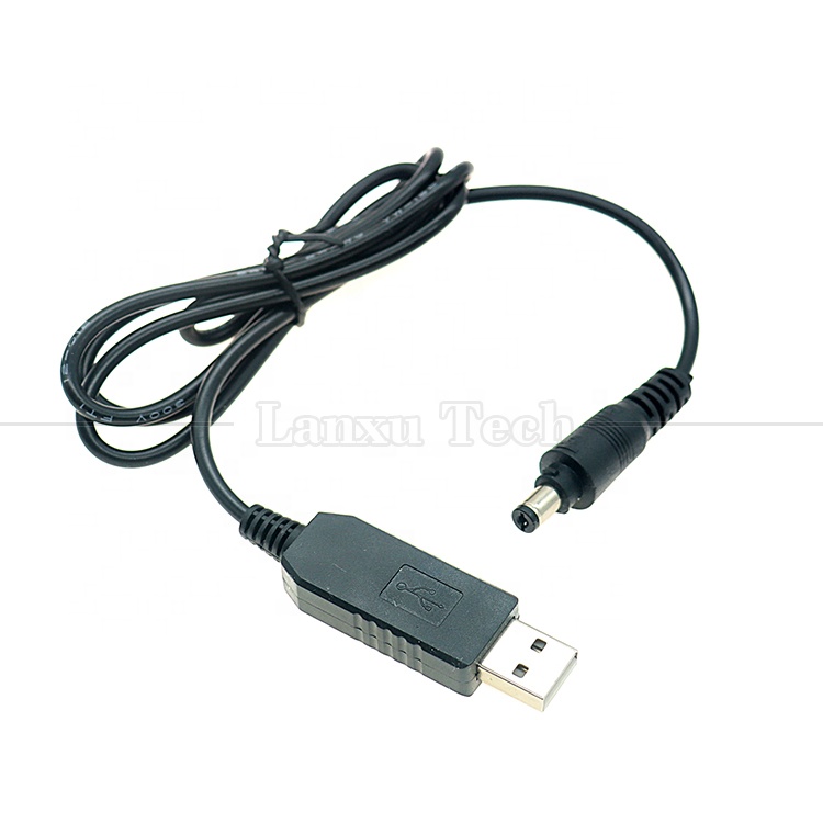 High Quality 5V USB to 12V Output DC 5.5x2.1mm Lock Connector Booster Set Up Power USB Cable for Led Strip String Lights Bulb