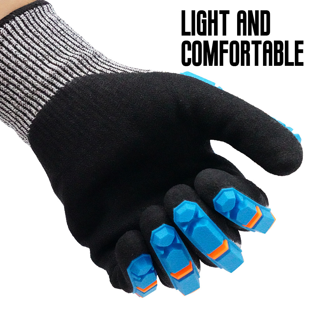 13 Gauge Anti-Impact TPRNitrile Scrub Coating Soft TPR Work Gloves DurableNitrile Scrub Coating Gloves Maximum Hand Protection