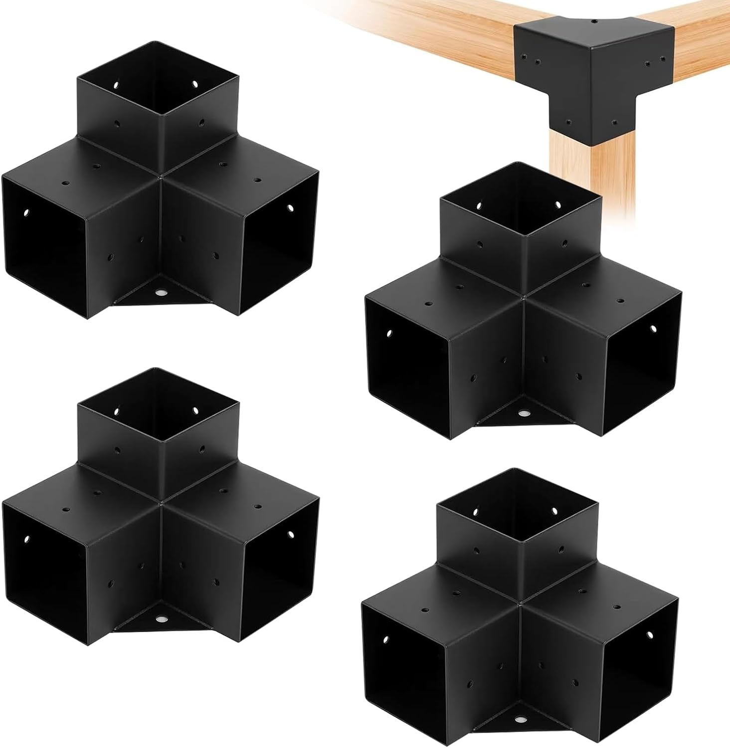 4 Pack Black Rust Proof Patio Brackets For Pergola