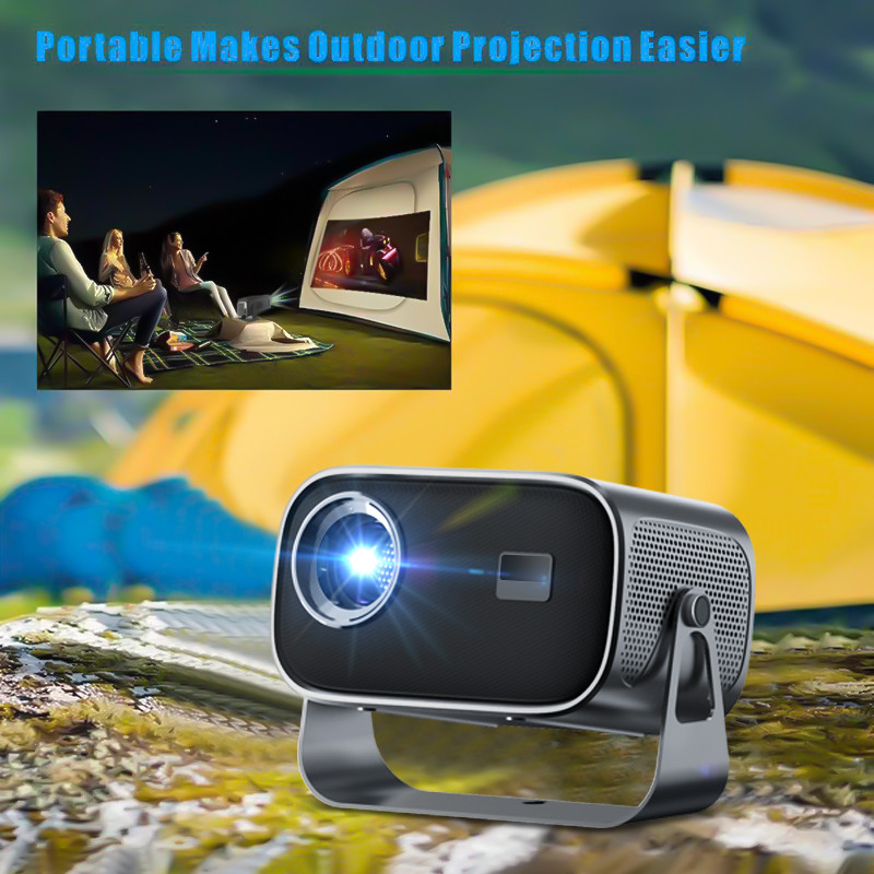 Mini Portable Projector with WiFi6 2.4G/5G 802.11a/b/g/n/ac/ax GPU ARM Mali-450 MP2 GPU 720P LCD Projection Technology