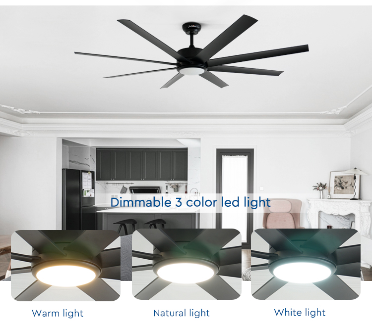 64" 8 ABS Blades Ceiling Fan with Remote Control LED Light Source and KC Certification