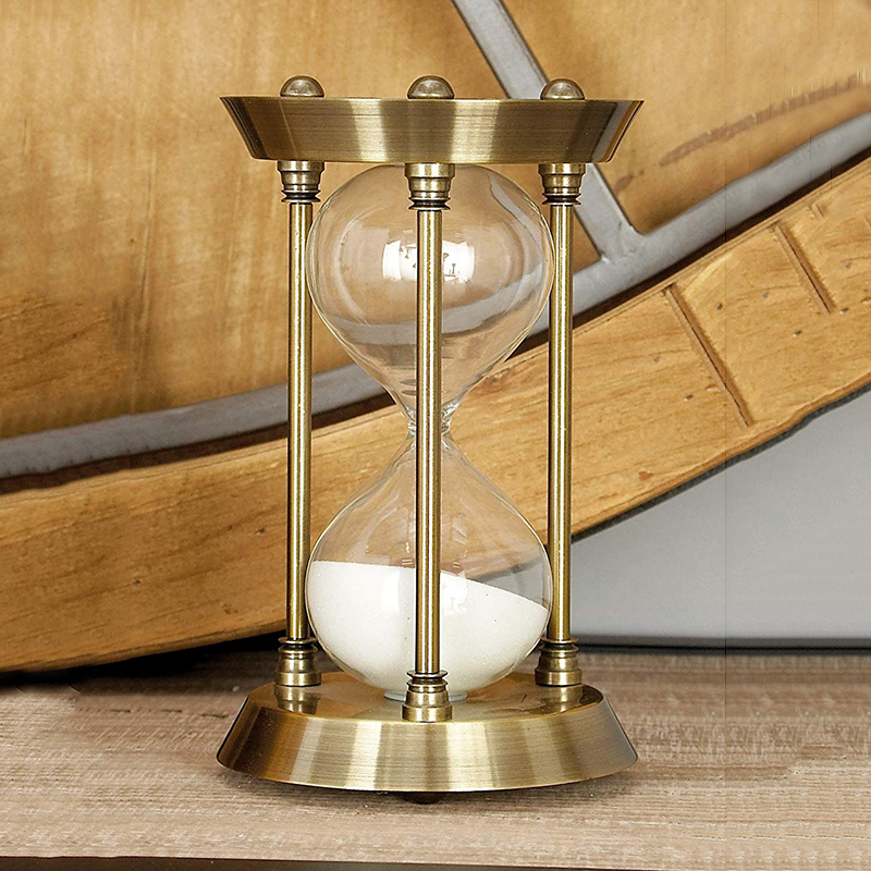 Metal Alloy / Brass Vintage Hourglass 15 Min - 60 Min With Antique Painting