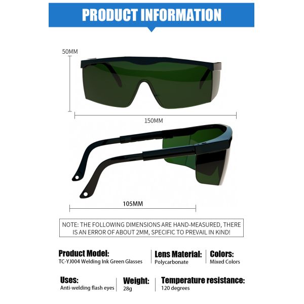 Professional 8 Degree Gray Eyewear Protective Eyes Helmets Weld Goggles Welding Glasses for Welder