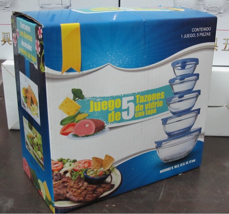 cheap good quality clear glass bowl with lid in stock