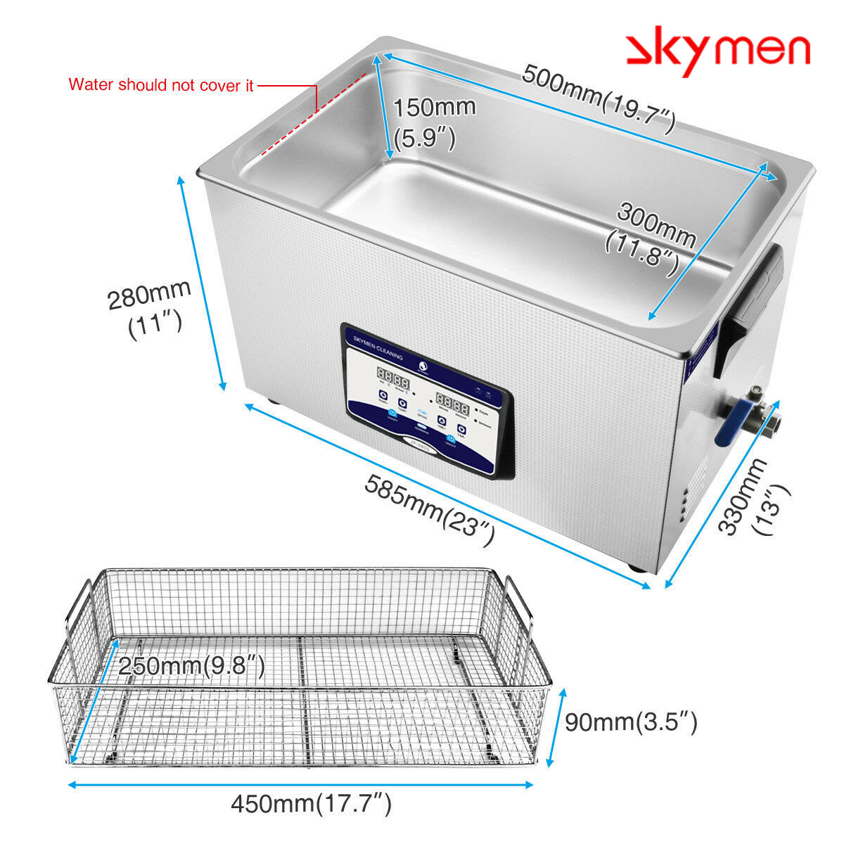 20L 5.81 Gallons Heated Ultrasonic Cleaner 480W For Aluminium Parts
