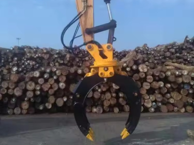 Forestry Construction Machinery Equipment Rotary Excavator Attachment Double Cylinder Timber Log Grapple