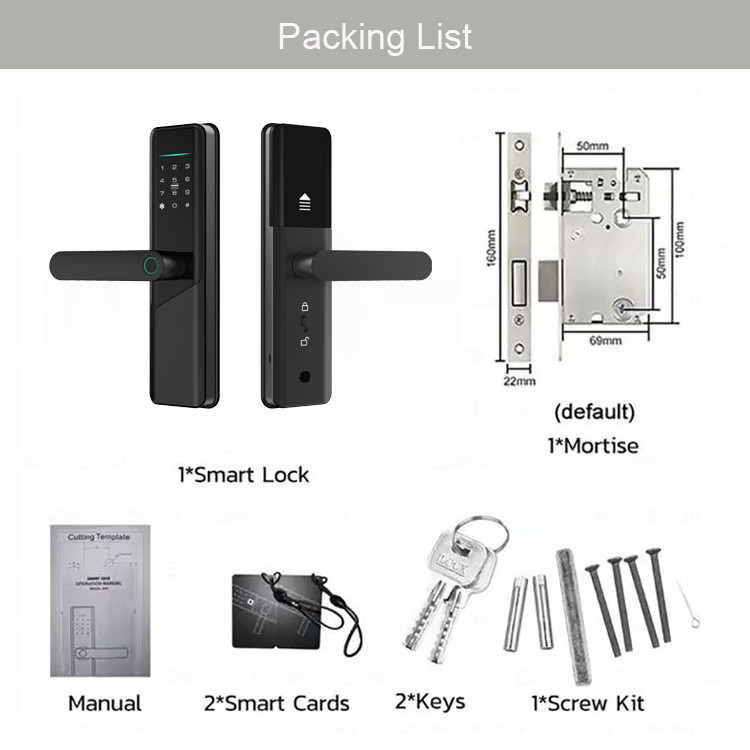 Aluminum Alloy Safety Smart Fingerprint Door Lock For Home Apartment