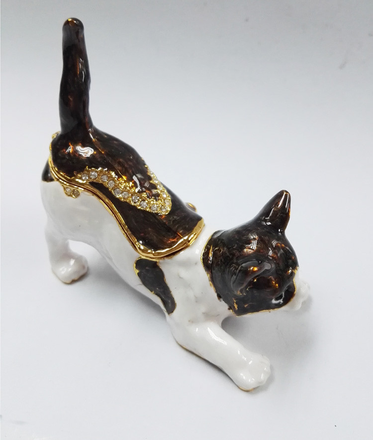 Promotional custom cat animal jewelry box metal cat trinket boxes cat shaped jewelry boxes