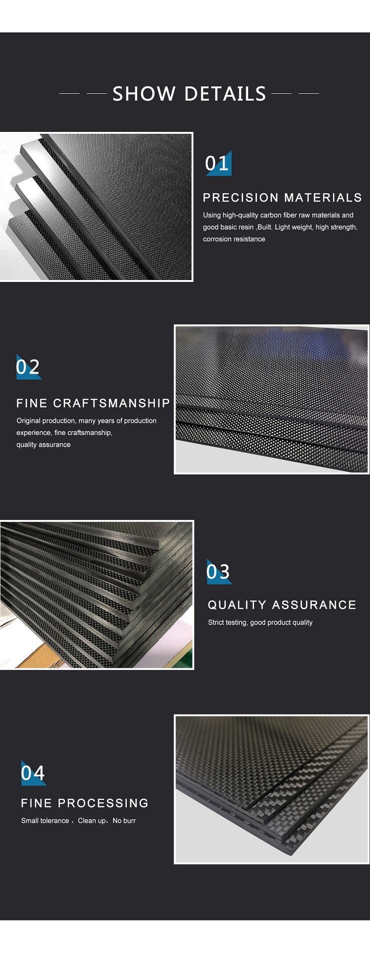 3K Carbon Fiber Board Thickness 0.2-6mm High Strength Carbon Fiber Sheet Lightweight And Durable