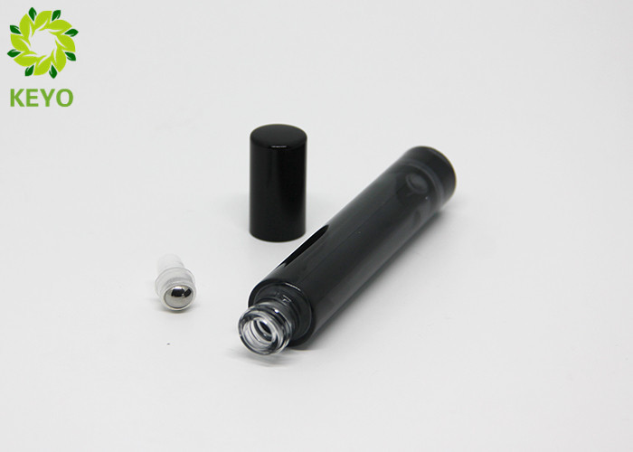 10ml Long And Thin Empty Glass Perfume Bottles Clear Shiny Black Round Metal Ball