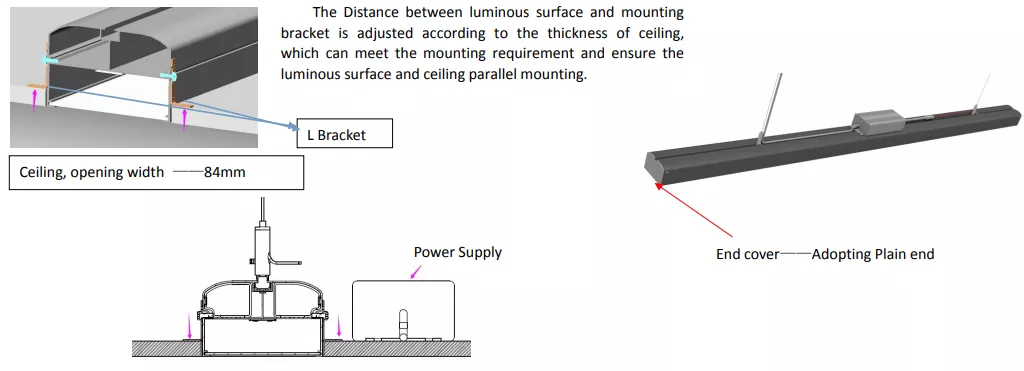 Suspended 3000k Led Linear Strip Light For Office