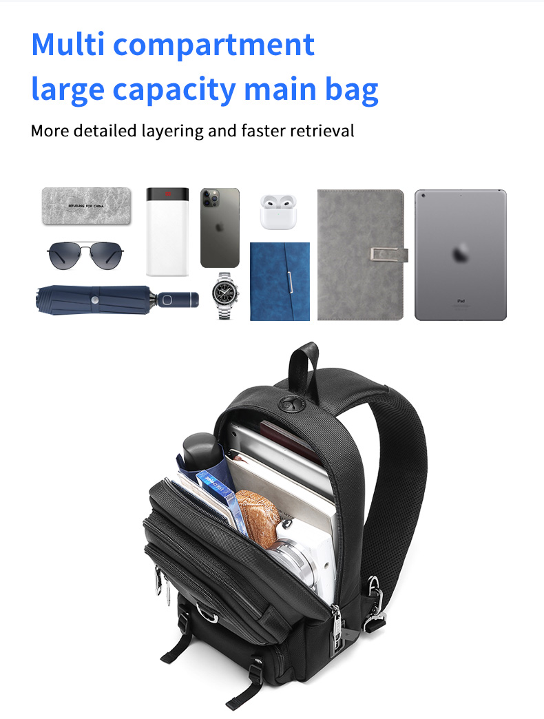 Travel One Shoulder Backpack Mens Sling Bag Preppy Style Dismountable