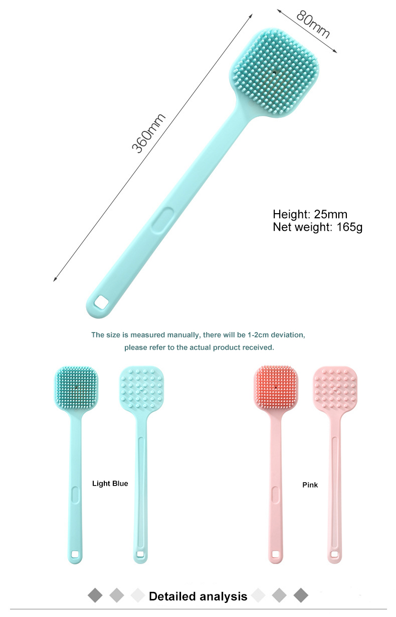 Sustainable Long Handle Silicone Exfoliate Back Brush For Shower