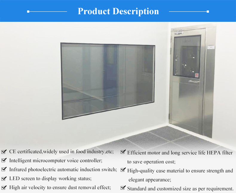 Customized Automatic Door Stainless Steel Cargo Air Shower With HEPA Filtration