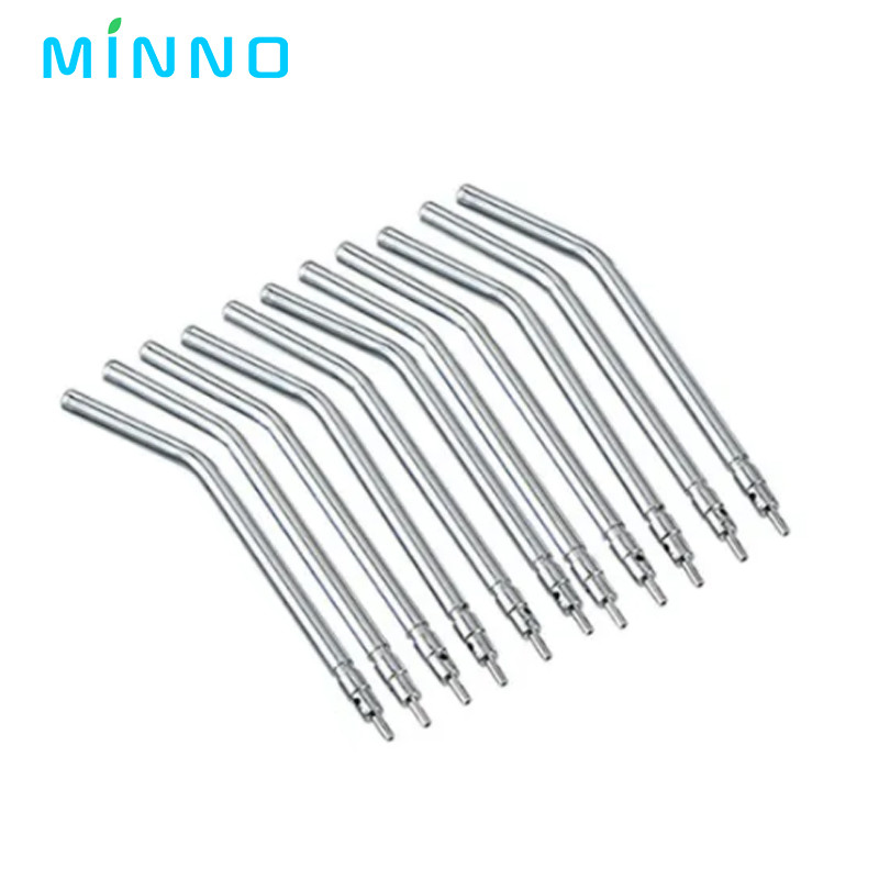 10pcs Stainless Steel Dental Air Triple Syringe 3 Way Dental Air Water Spray Syringe Nozzles Tips