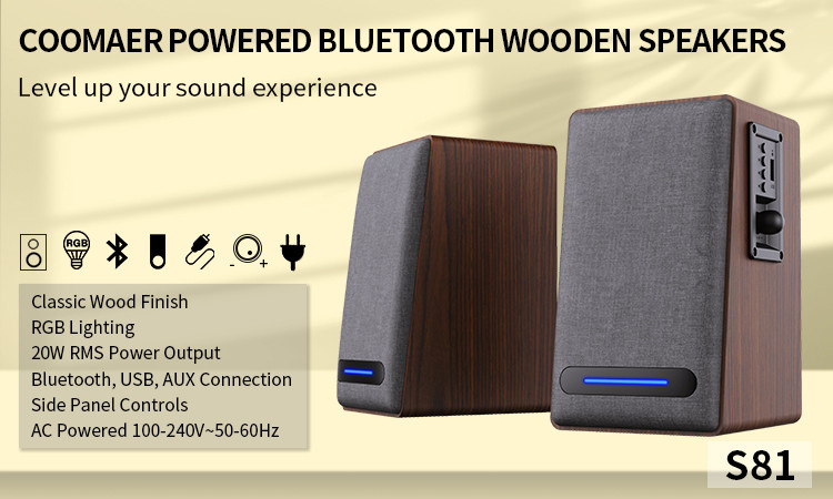 Aux RCA Connectivity 2.0 Bookshelf Speakers Wireless Hifi Speakers 20W