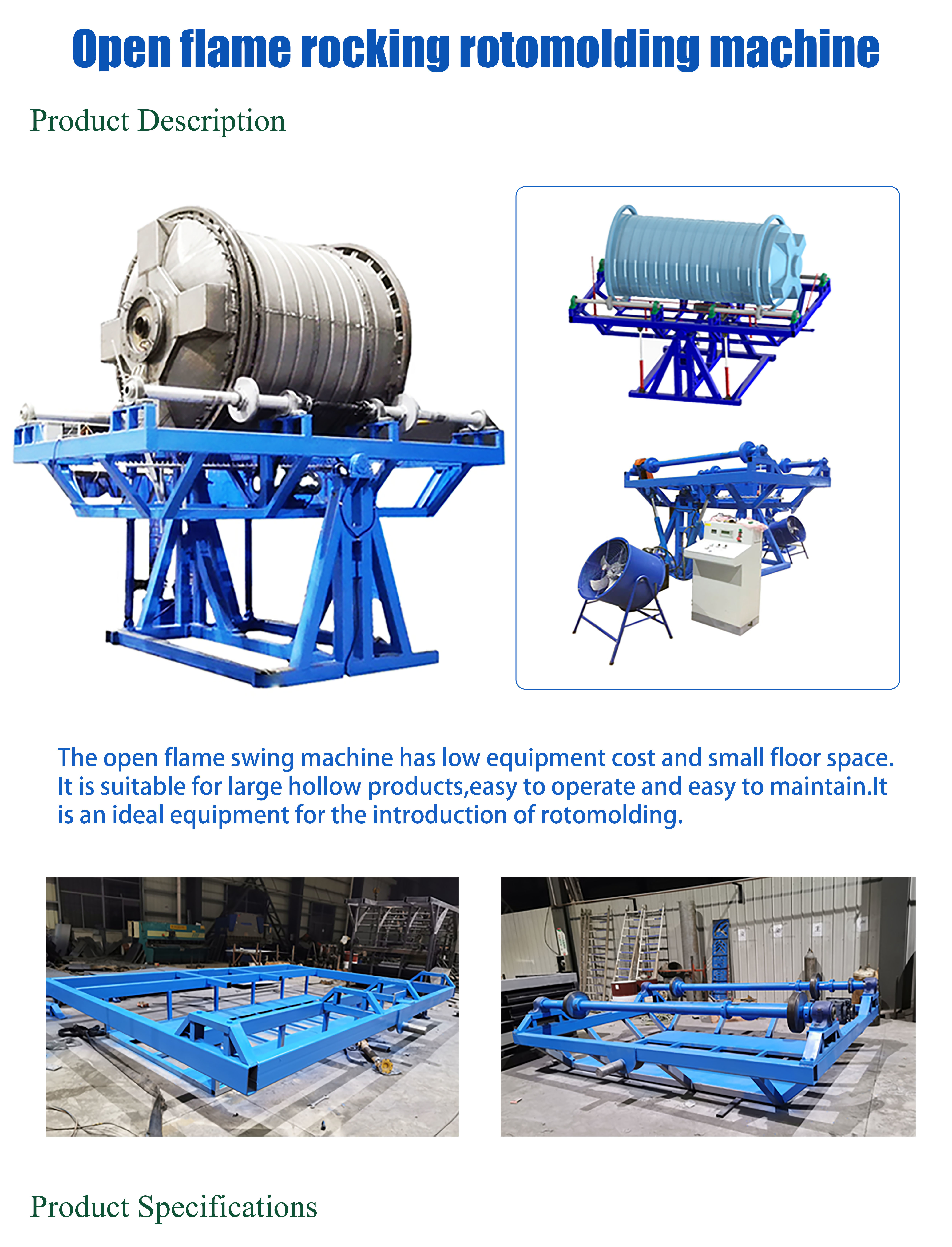 Low Noise Rock And Roll Rotational Moulding Machine 4000*3200*2500mm
