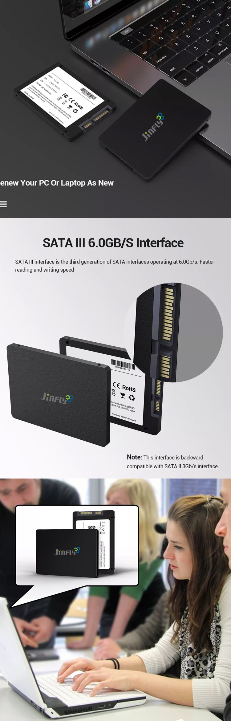 80K IOPS Random Read Speed 2.5 Inch SATA3 SSD 450-550MB/S Read Speed