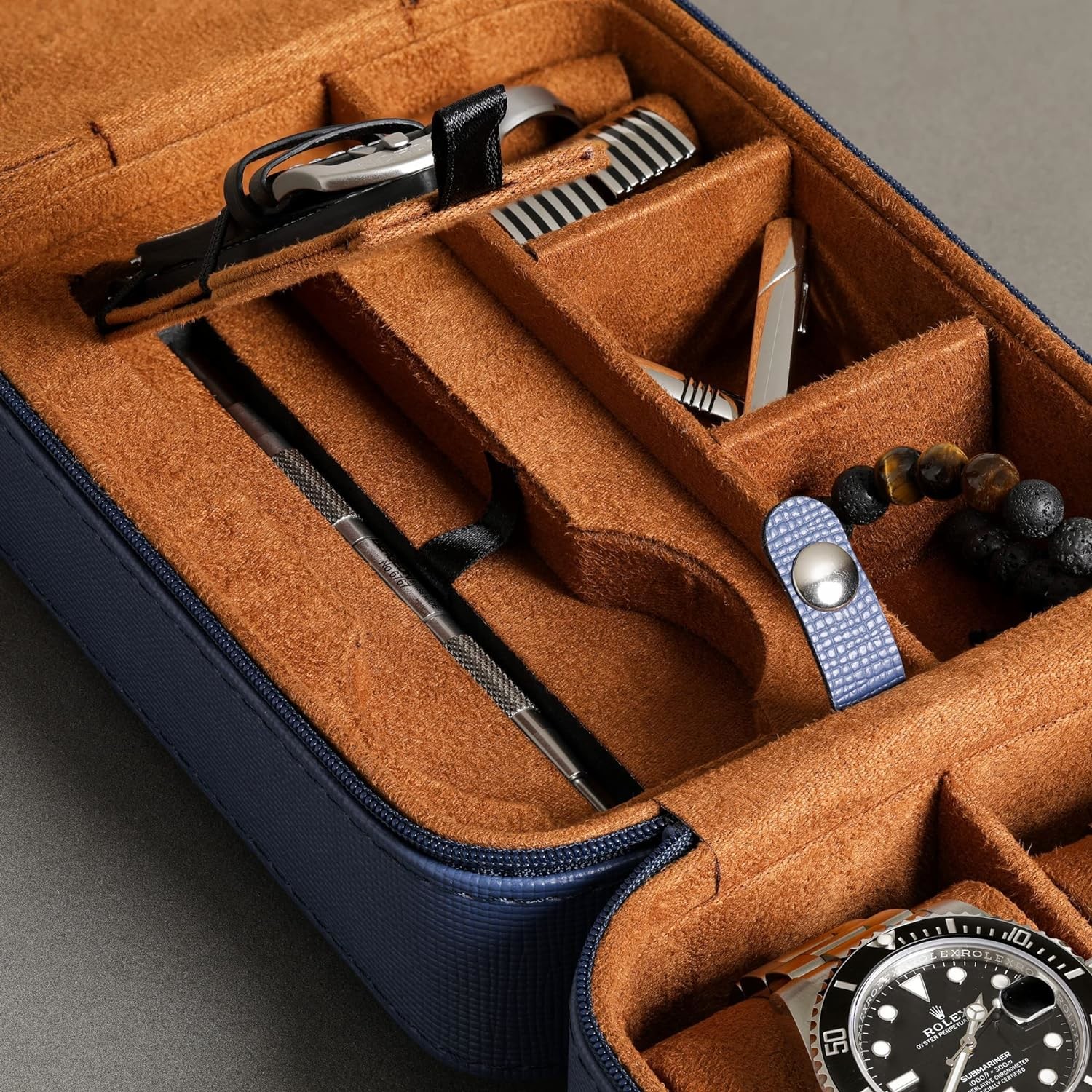 ROTHWELL 5 Watch Travel Case Storage Organizer for 5 Watches | Tough Portable Protection w/Zipper Fits All Wristwatches