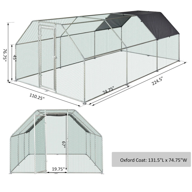 CE Easy Clean 54.5kgs 6x3x2m Walk In Chicken Cage