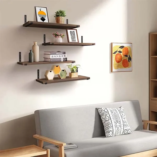 Medium Duty Wall Mounted Storage Shelves Rustic Wood Floating Shelves