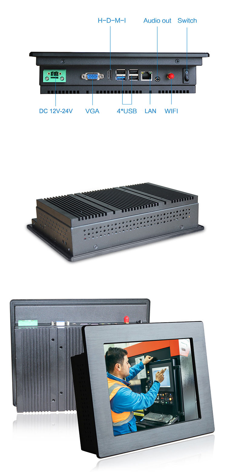 Linux Celeron Industrial Fanless Mini PC Dual Core 3855U AIO Touch Screen