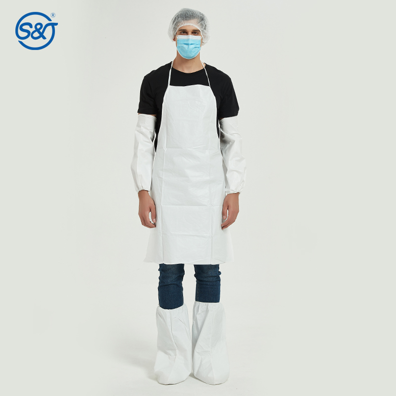 S&J Disposable Isolation Gown Individual Wrapped Long Sleeve & Thumb Hole Unisex Liquid-Proof CPE Gown Disposable