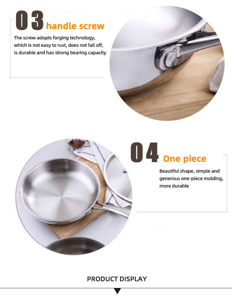Extra Strong Stovetop Frying Pan Stainless Steel With Lid