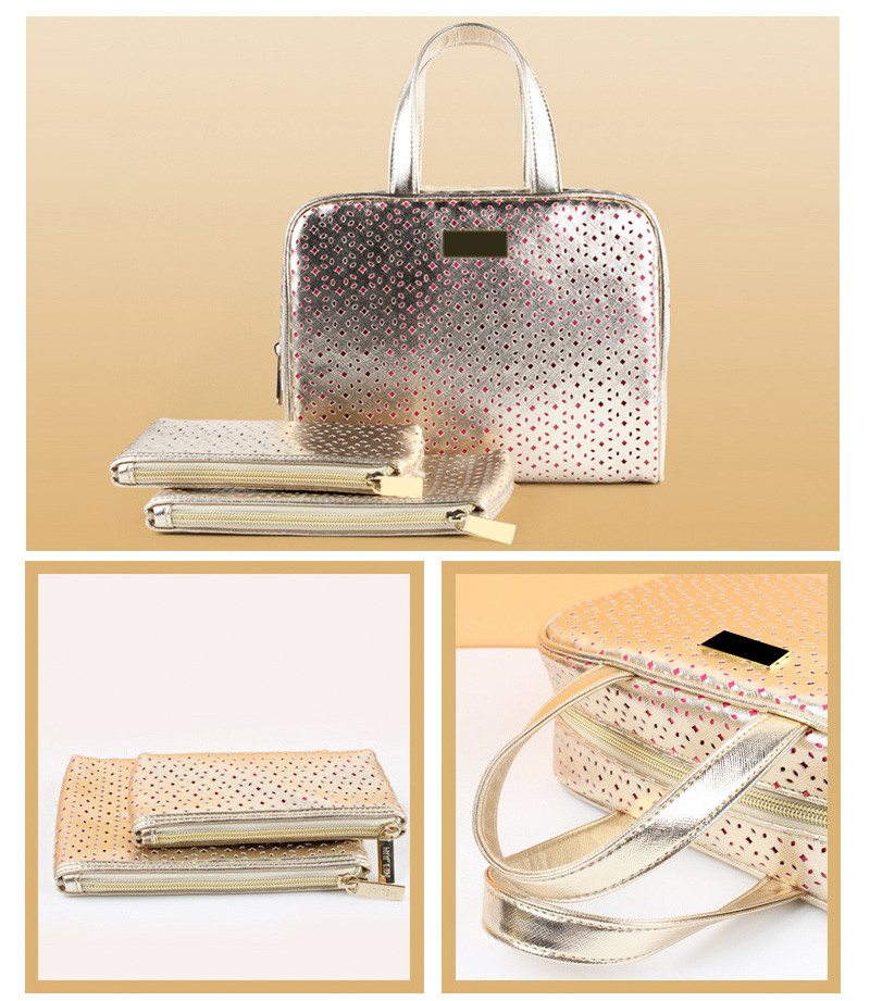 Women Big Capacity PU Leather Cosmetic Makeup Travel Bag