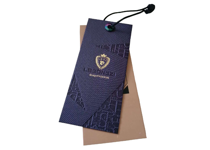 Custom Printed Clothing Labels Paper Hangtags UV Coating Gold Foil Stamping Logo