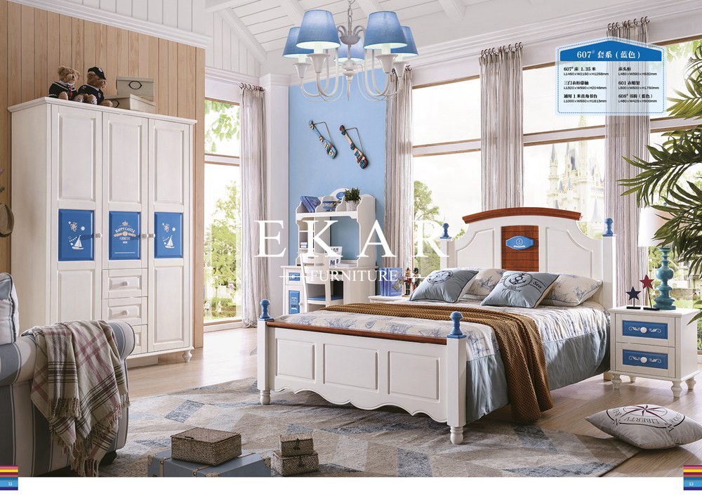 Mediterranean style European bedroom furniture wooden Double Bed