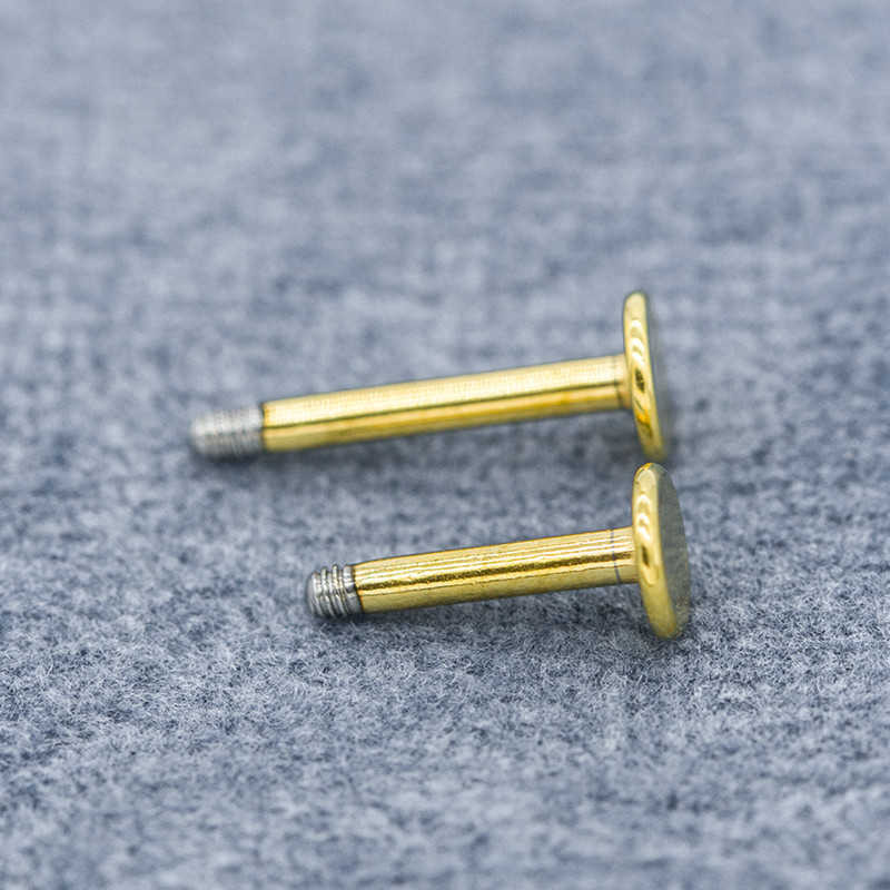 Blue Turquoise Stone Lip Labret Piercing Stud 16G 6mm gold plating