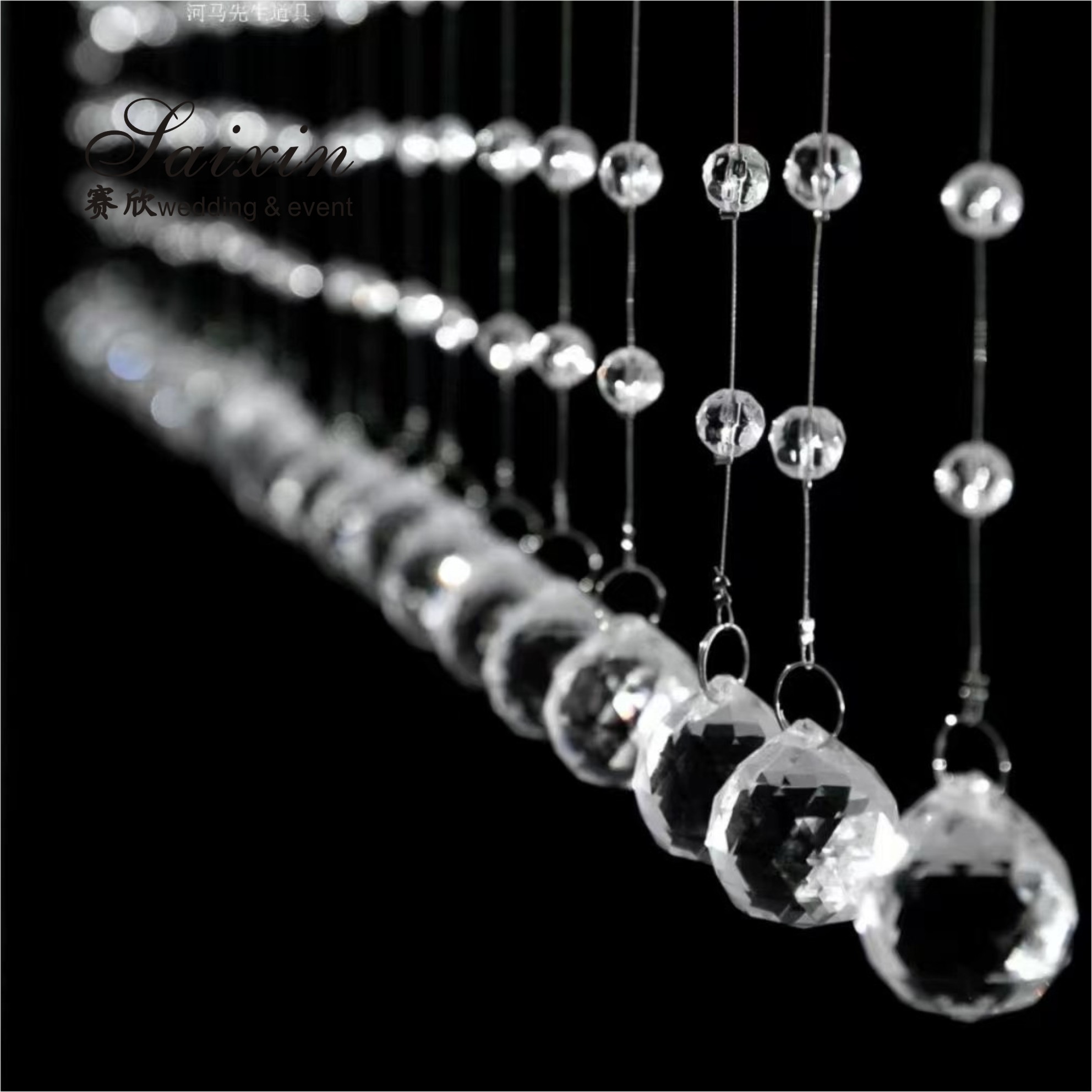 Factory wholesale Round Crystal Bead Wire Chain Chandeliers accessories For Wedding Ceiling Decoration