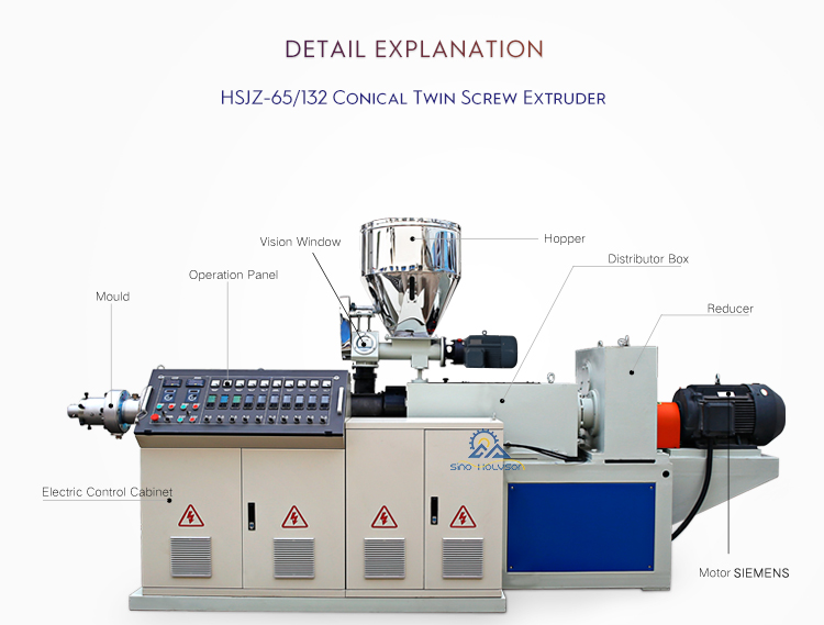 38CrMoALA Plastic Conical Twin Screw Extruder 150-250kg/H
