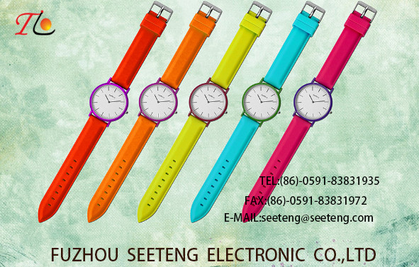 wholesale Pu watch Round dial alloy case quartz watch fashion watch pu strap Multicolor strap custom LOGO Colorwatch