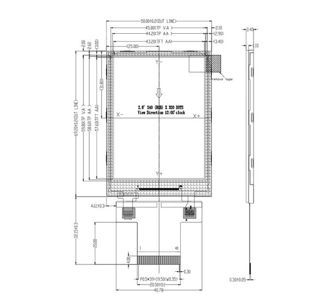 Industrial 2.8inch 240x320 3.3V Capacitive Touch Panel